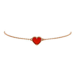 Van Cleef & Arpels Sweet Alhambra Heart Bracelet 18K Rose Gold with Carnelian